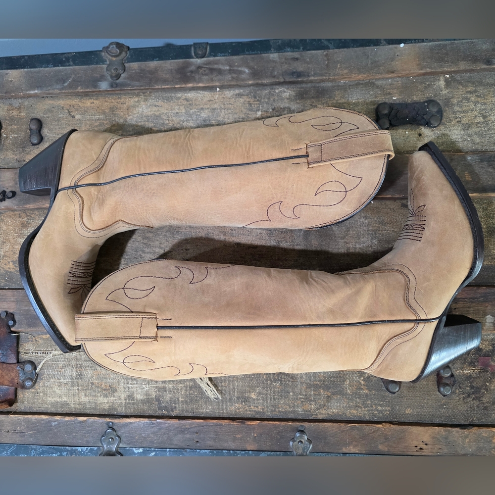 J.B. Dillon Snip Toe Embroidered Western Handcrafted Soft Leather Cowgirl Boots - Picture 12 of 14